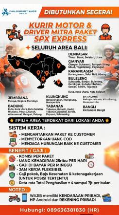 LOKER KURIR MOTOR & DRIVER MITRA PAKET SPX EXPRESS